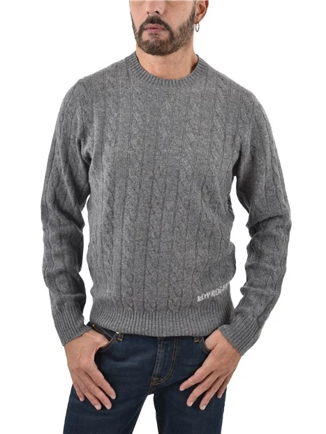 MAGLIA GIROCOLLO IN LANA E CASHMERE CON LOGO UOMO GRIGIO