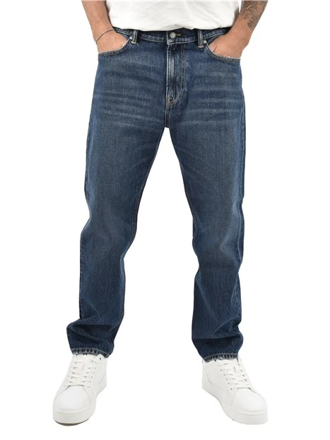 JEANS REGULAR CON BOTTONI FRONTALI UOMO BLU