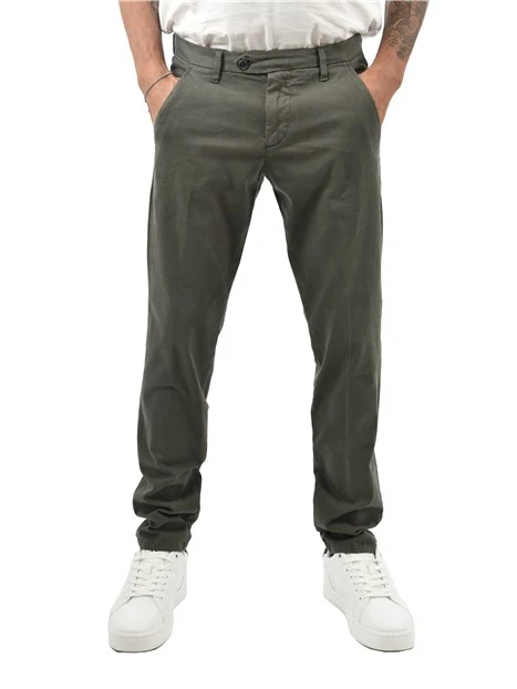PANTALONI CHINO IN COTONE CON ZIP NASCOSTA  UOMO VERDE