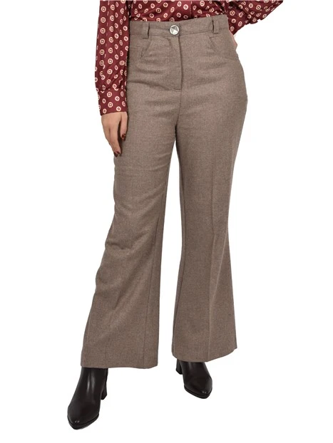 PANTALONI A ZAMPA IN LANA DONNA BEIGE
