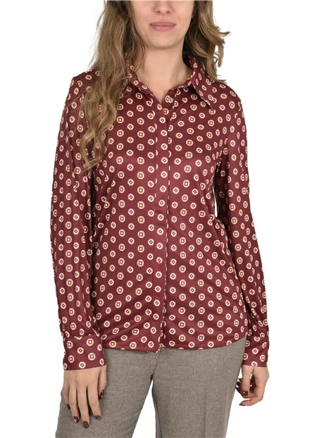 CAMICIA CON MICRO STAMPA IN JERSEY PESANTE DONNA  BORDEAUX