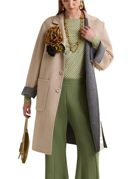 CAPPOTTO IN MISTO LANA REVERSIBILE DONNA BEIGE