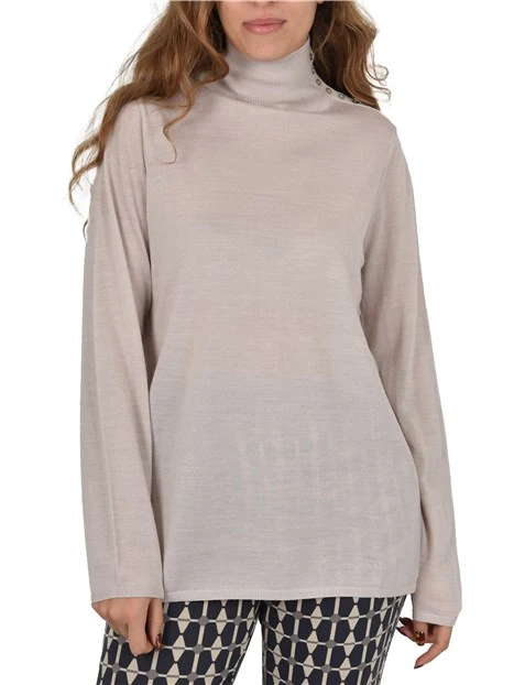 MAGLIA DOLCEVITA IN MISTO LANA CON BOTTONCINI DONNA BEIGE