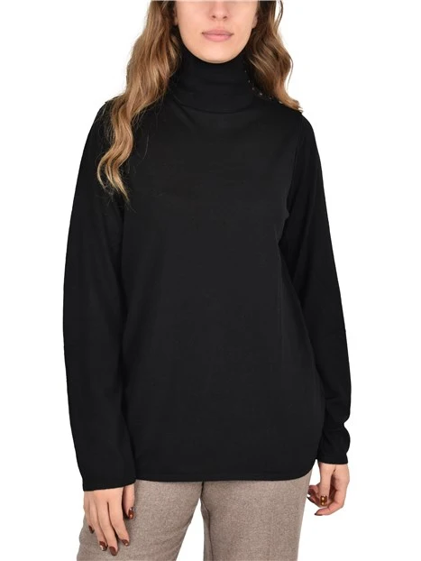 MAGLIA DOLCEVITA IN MISTO LANA CON BOTTONCINI DONNA NERO