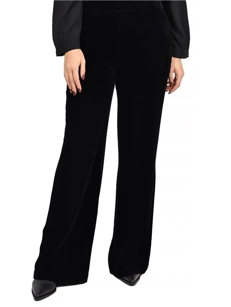 PANTALONI PALAZZO ELASTICIZZATI IN VITA DONNA NERO