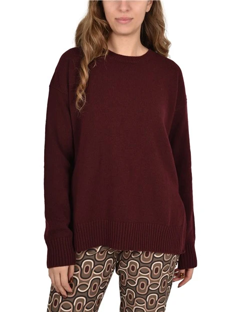 MAGLIA GIROCOLLO IN MISTO LANA CASHMMERE DONNA BORDEAUX