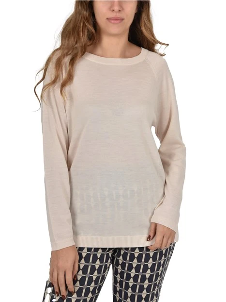 MAGLIA SCOLLO A BARCA IN LANA DONNA BIANCO