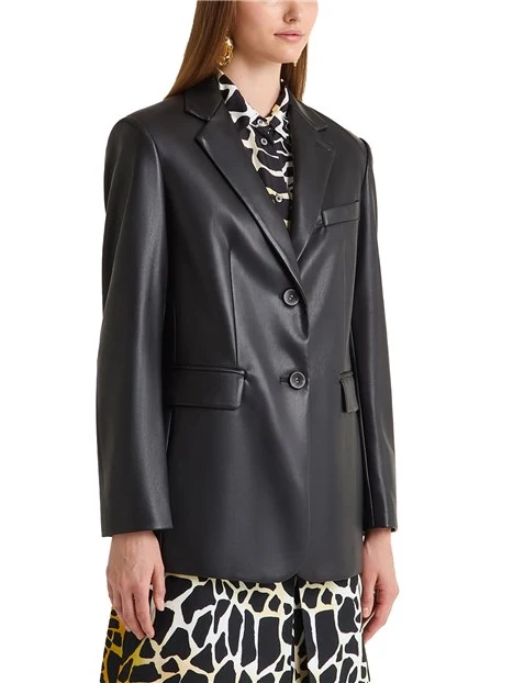 GIACCA IN ECOPELLE CON FINISH SEMI LUCIDO DONNA NERO