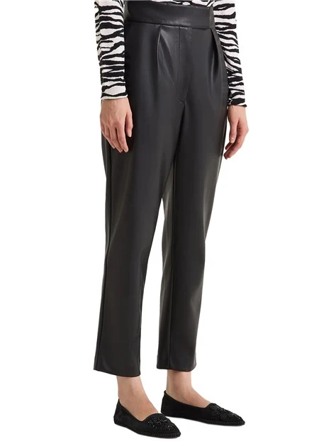 PANTALONI CHINO IN ECOPELLE CON FINISH SEMI LUCIDO DONNA NERO