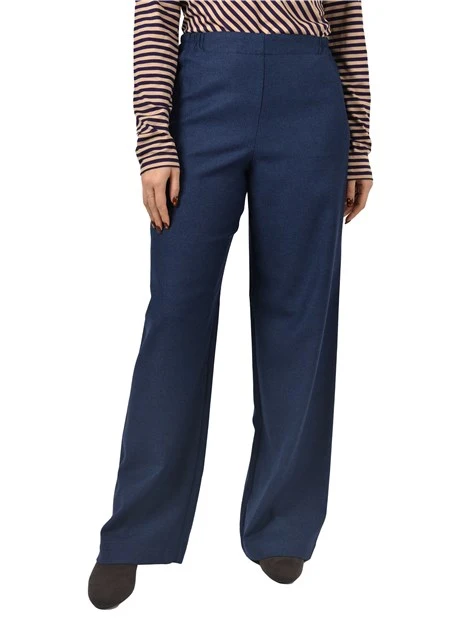 PANTALONI PALAZZO IN MISTO LANA  CON VITA SEMIELASTICIZZATA DONNA BLU
