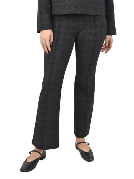 PANTALONI PALAZZO IN TESSUTO PRINCIPE DI GALLES DONNA NERO