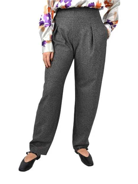 PANTALONI PALAZZO IN JERSEY MISTO COTONE DONNA NERO