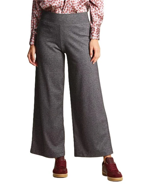 PANTALONI PALAZZO IN JERSEY MISTO COTONE CON VITA ELASTICA DONNA NERO