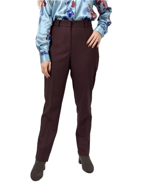 PANTALONI A SIGARETTA IN MISTO LANA DONNA BORDEAUX