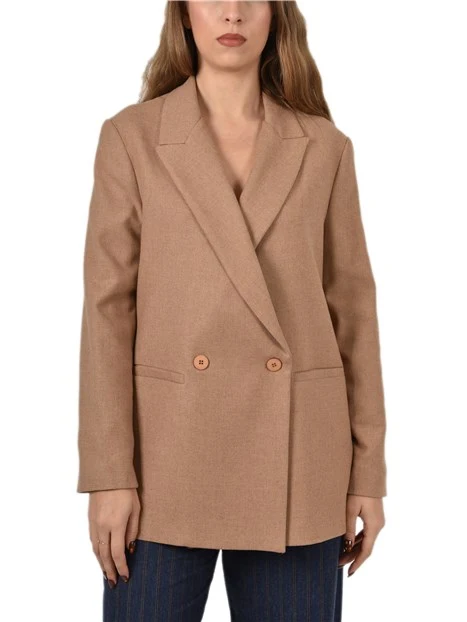 GIACCA DOPPIOPETTO IN MISTO LANA DONNA MARRONE