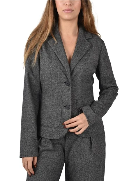 GIACCA IN JERSEY MISTO COTONE CON TASCHE FRONTALI DONNA NERO