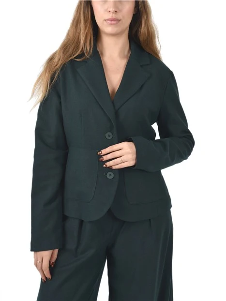 GIACCA IN MISTO LANA CON TASCHE FRONTALI DONNA VERDE