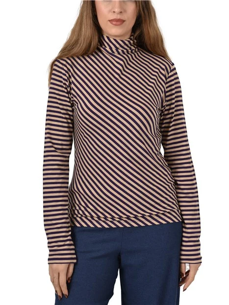 MAGLIA DOLCEVITA CON MOTIVO DIAGONALE DONNA BEIGE