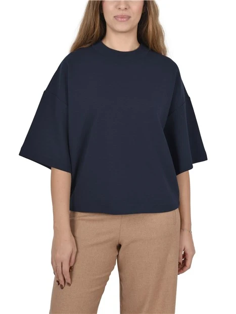 T-SHIRT IN MAGLIA CON MANICHE AMPIE DONNA BLU