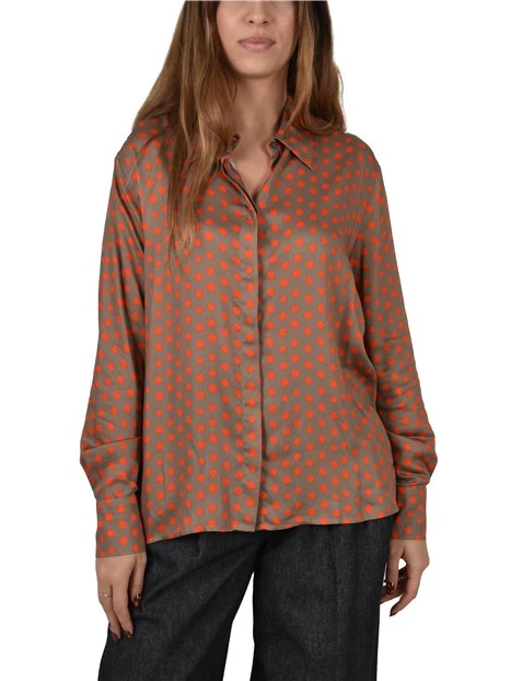 CAMICIA FANTASIA IN TWILL DI VISCOSA DONNA MARRONE
