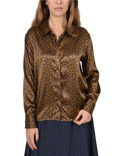 BLUSA IN SETA CON MICROFANTASIA DONNA GIALLO