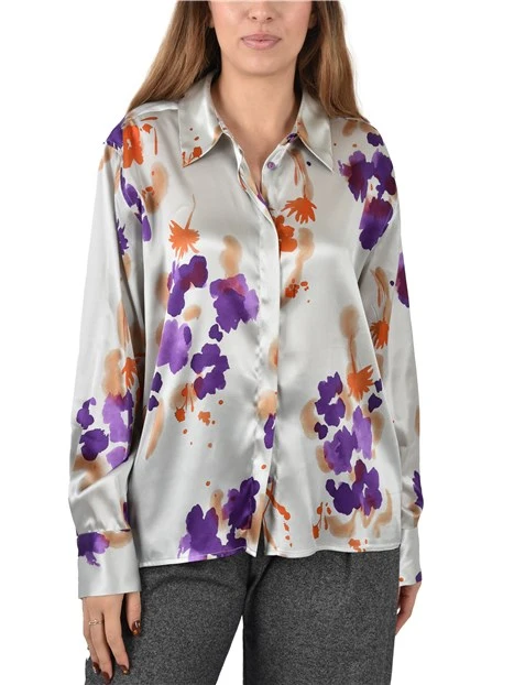BLUSA IN SETA CON MICROFANTASIA DONNA GRIGIO
