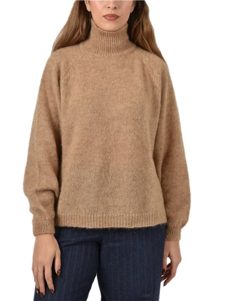 MAGLIA DOLCEVITA IN MISTO ALPACA DONNA MARRONE