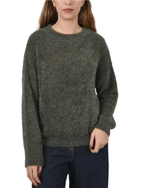 MAGLIA GIROCOLLO CON FILATO IN LUREX DONNA VERDE