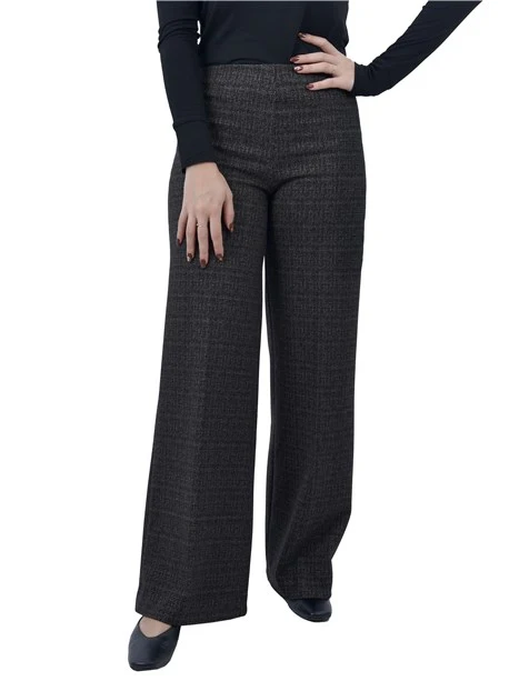 PANTALONI PALAZZO FANTASIA TARTAN  DONNA ANTRACITE