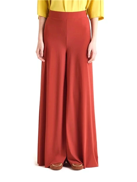 PANTALONI PALAZZO IN MORBIDO JERSEY DONNA CUOIO