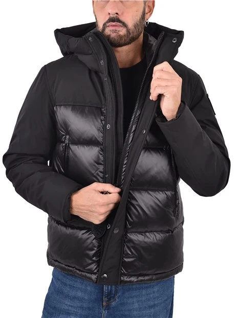 PIUMINO CORTO DOPPIA TEXTURE UOMO NERO