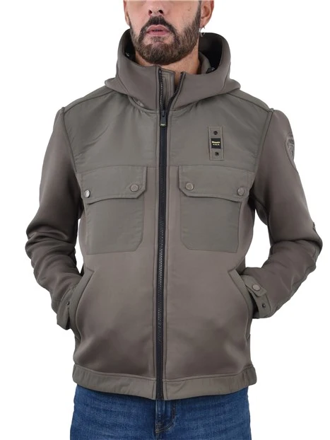 FELPA CON CHIUSURA FRONTALE CON ZIP IN TINTA UOMO VERDE