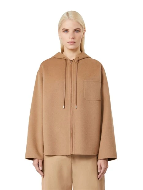 CAPPOTTO CORTO CON CAPPUCCIO E TASCHINO SUL PETTO DONNA BEIGE