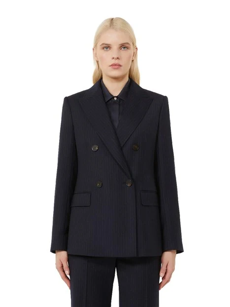 BLAZER IN FLANELLA GESSATO DONNA BLU