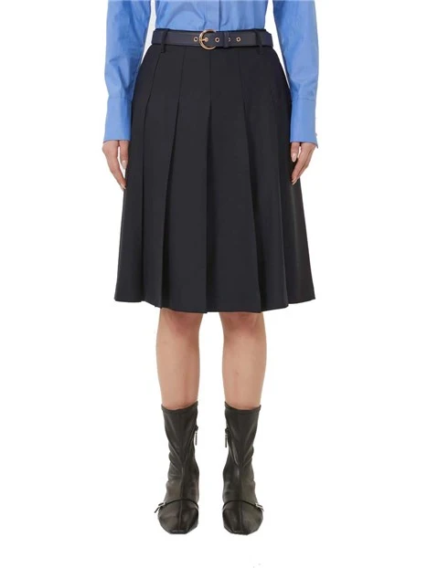 GONNA LUNGA CON PIEGHE E SPACCO LATERALE DONNA BLU
