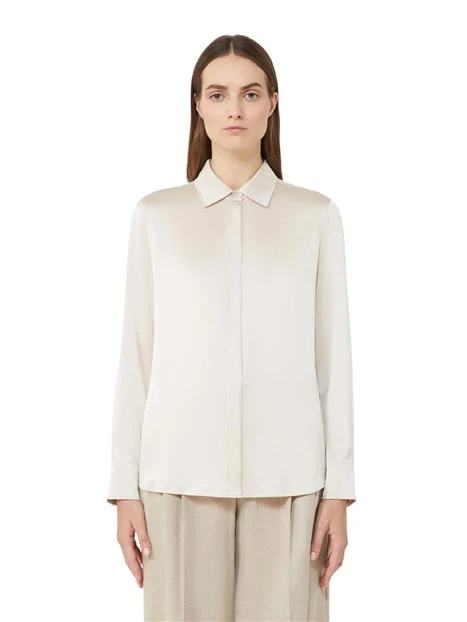 CAMICIA IN SETA CON BOTTONI GIOIELLO DONNA BEIGE