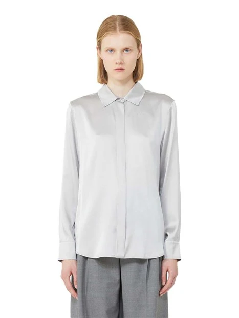 CAMICIA IN SETA CON BOTTONI GIOIELLO DONNA GRIGIO