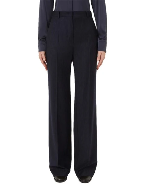 PANTALONI CHINO IN FLANELLA GESSATO DONNA BLU