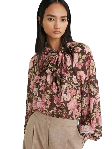BLUSA FANTASIA FLOREALE CON SCIARPINA TIMORE DONNA ROSA