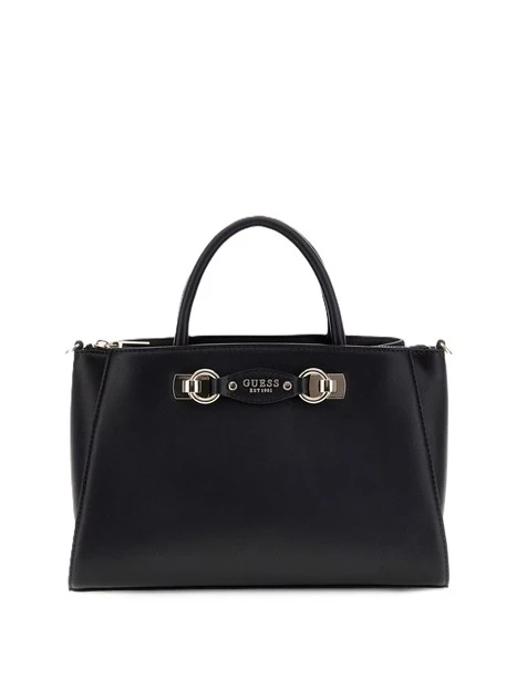BORSA A MANO IN SIMILPELLE CON DETTAGLI DORATI DONNA NERO
