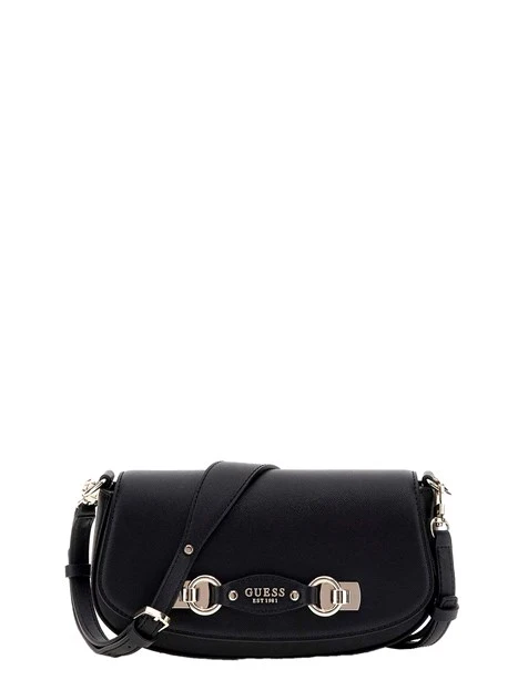 BORSA A SPALLA CON LOGO FRONTALE DONNA NERO