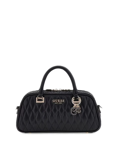 BORSA A MANO IN SIMILPELLE TRAPUNTATA CON TASCA SUL RETRO DONNA NERO