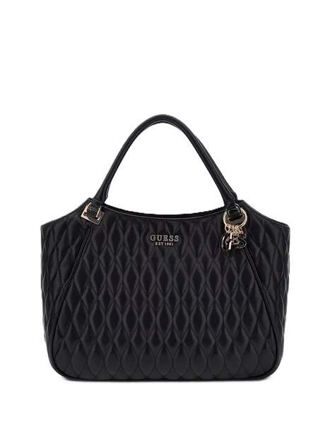 BORSA A MANO GRANDE TRAPUNTATA CON CHARM DONNA NERO