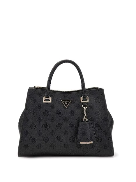 BORSA A MANO CON LOGO FRONTALE E TRACOLLA REGOLABILE DONNA NERO