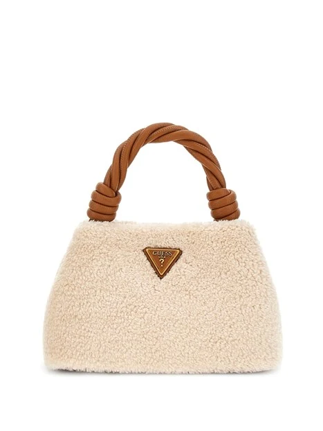 BORSA A MANO IN PELLICCIA SINTETICA DONNA BEIGE