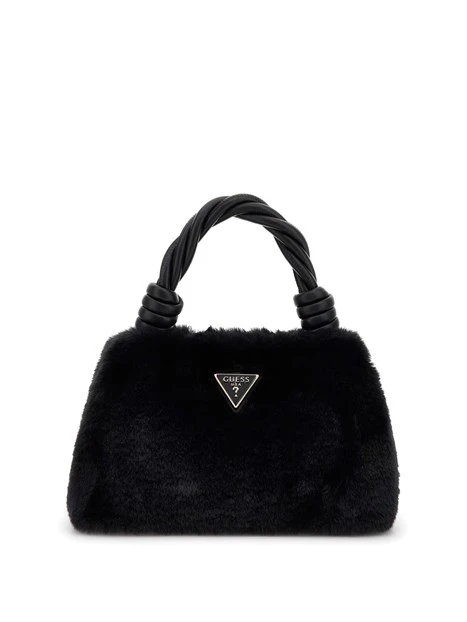BORSA A MANO IN PELLICCIA SINTETICA DONNA NERO