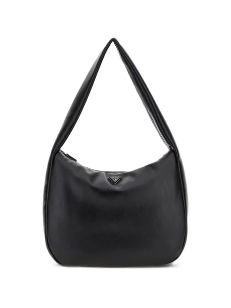 BORSA A SPALLA IN SIMILPELLE CON CHIUSURA ZIP DONNA NERO