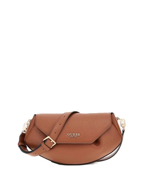 BORSA A TRACOLLA IN SIMILPELLE CON DETTAGLI DORATI DONNA MARRONE