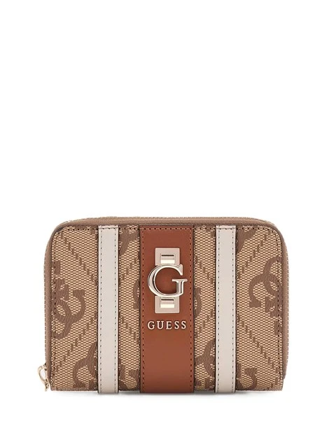 PORTAFOGLIO IN SIMILPELLE CON FASCIA E STAMPA MONOGRAM DONNA BEIGE SCURO