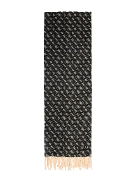 STOLA CON STAMPA MONOGRAM SFRANGIATA DONNA NERO